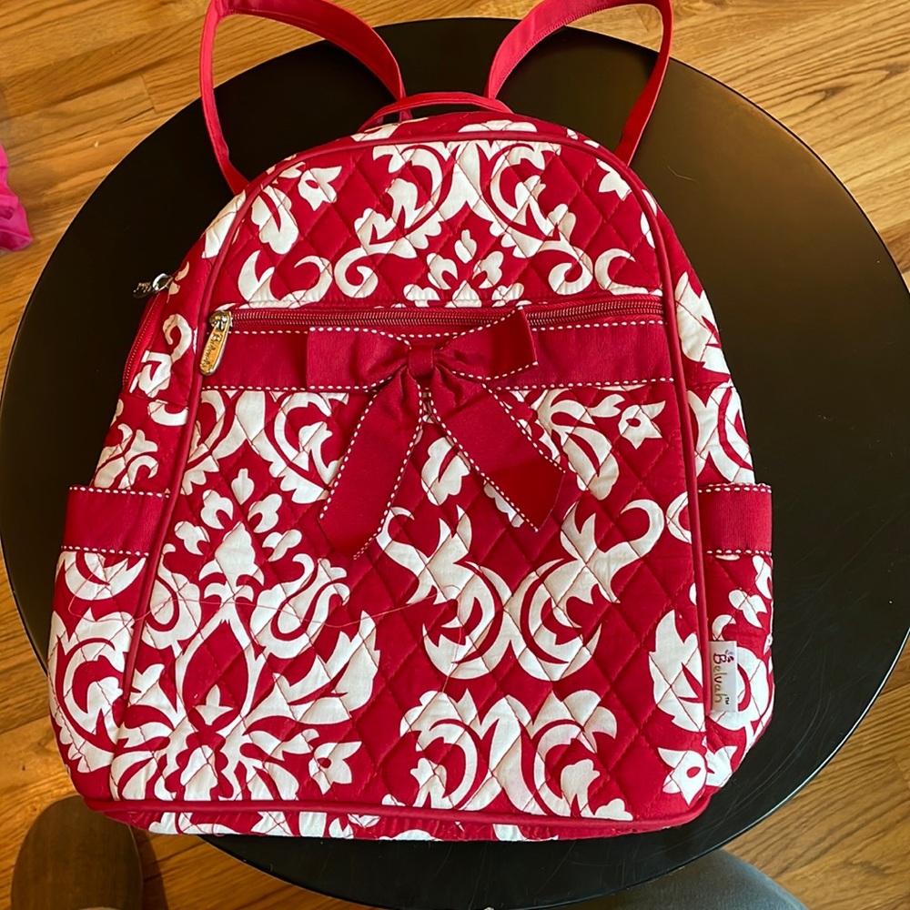 NWOT- Belvah Quilted backpack-red and white-lots of pockets-so cute!